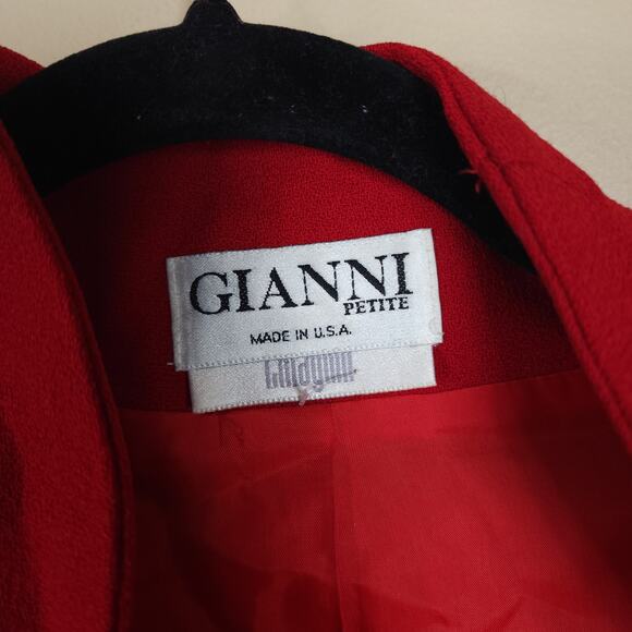 Vintage Gianni One Button Cropped Wool Blazer in Red Size 4 - Picture 8 of 11